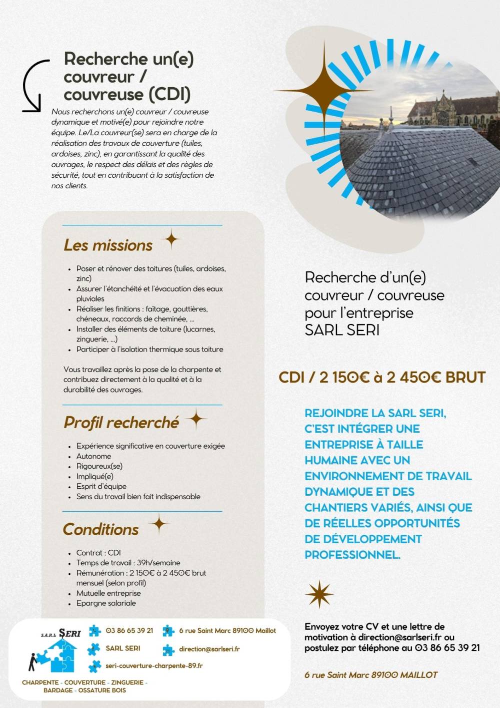 Recherche un(e) couvreur  couvreuse (CDI)